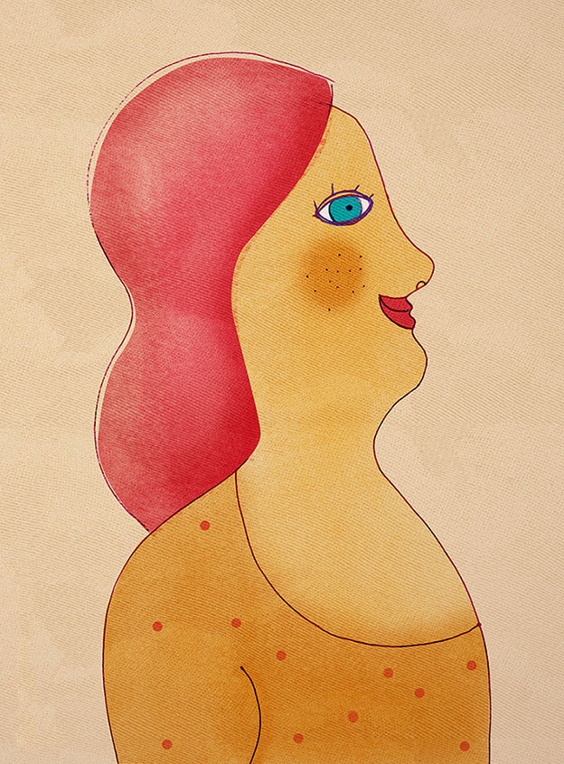 Illustration "Femme aux cheveux rouges" par Annelyse