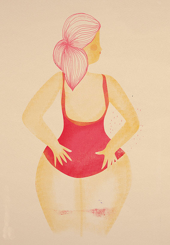 Illustration "Femme au maillot rouge" par Annelyse